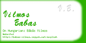 vilmos babas business card